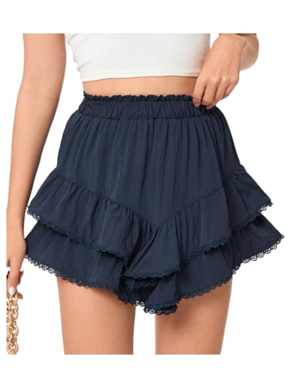 High Waisted Ruffle Skort - Flowy Tiered Skirt with Built-in Shorts